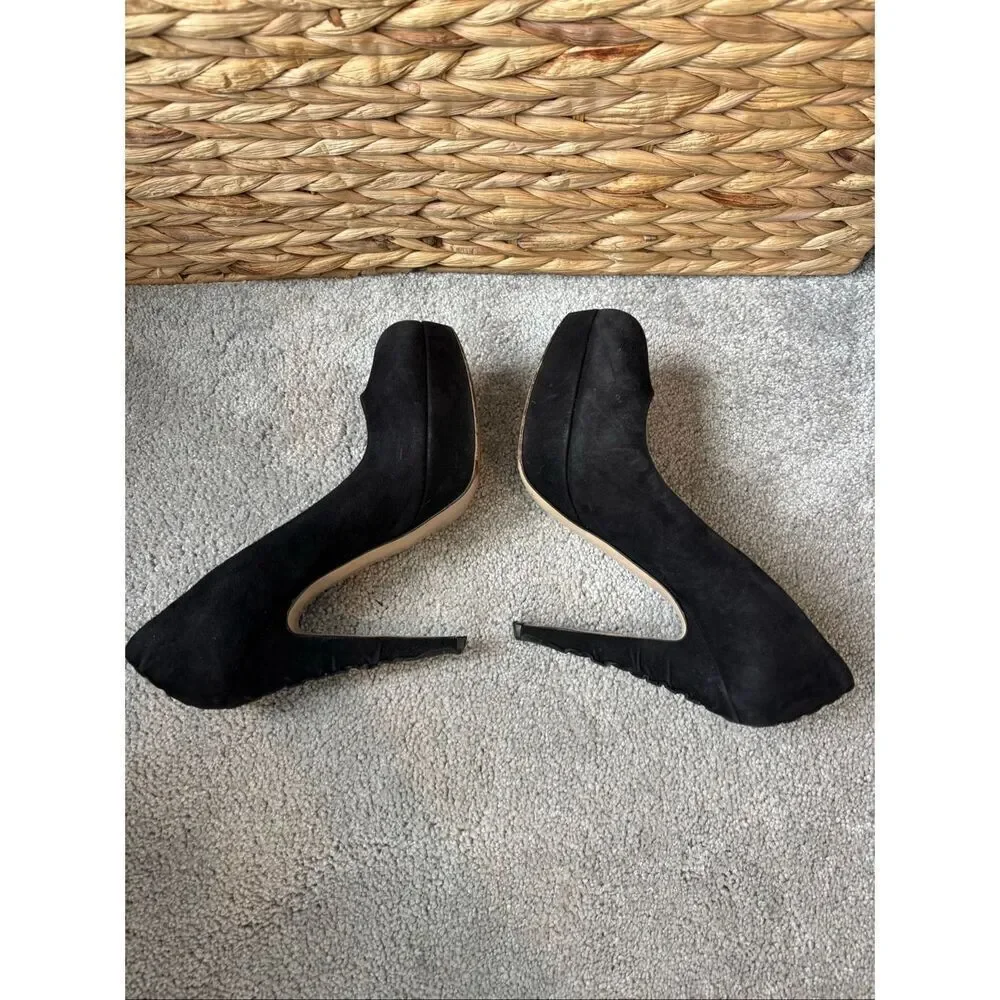 Miu Miu Black Suede Platform Pumps Sky High Stiletto Heels Luxury Designer Shoes